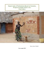 Estudio de impacto de Pachamama Raymi en Tanzania, Proyectos Greening Africa Informe final